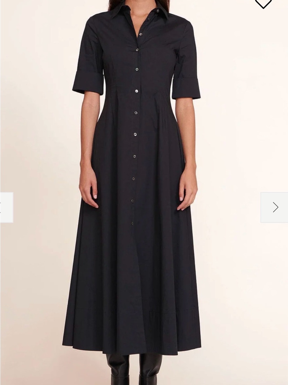 STAUD Black Button-Front Maxi Shirt Dress